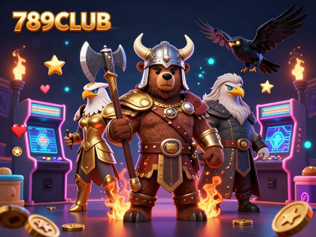 Experience the thrill of gambling at 789CLUB with vibrant 3D characters in an action-packed casino scene.
