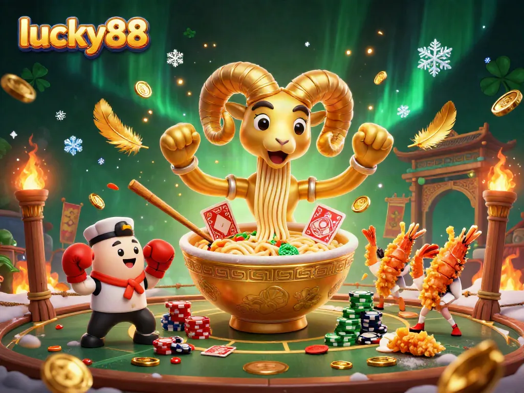 Experience thrilling gameplay with lucky88's vibrant, action-packed casino illustration featuring unique characters.