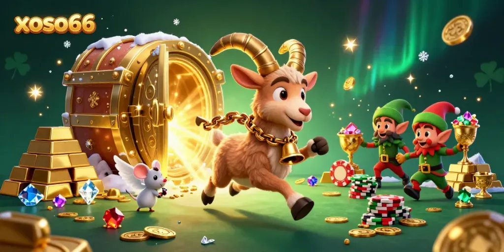Watch xoso66's Krampus goat run a thrilling holiday-horror casino filled with treasures.