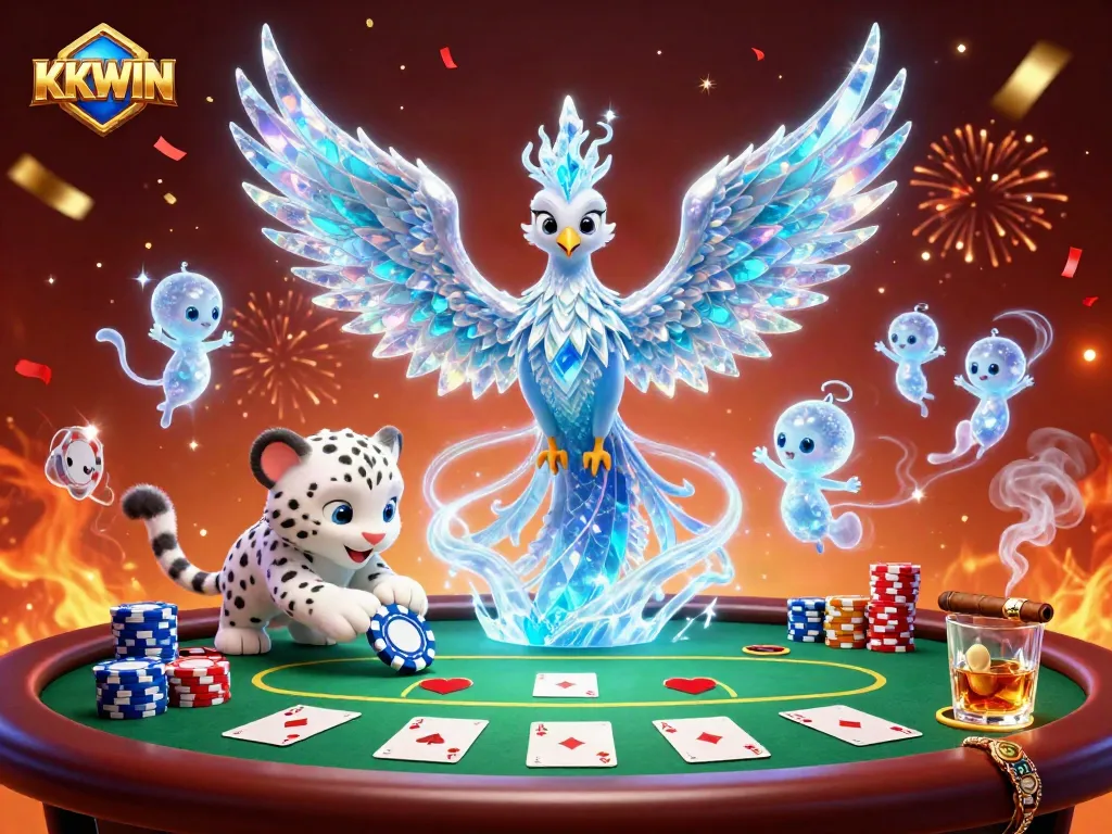 Play with KKWIN at an engaging casino scene featuring vibrant characters and rich game elements.