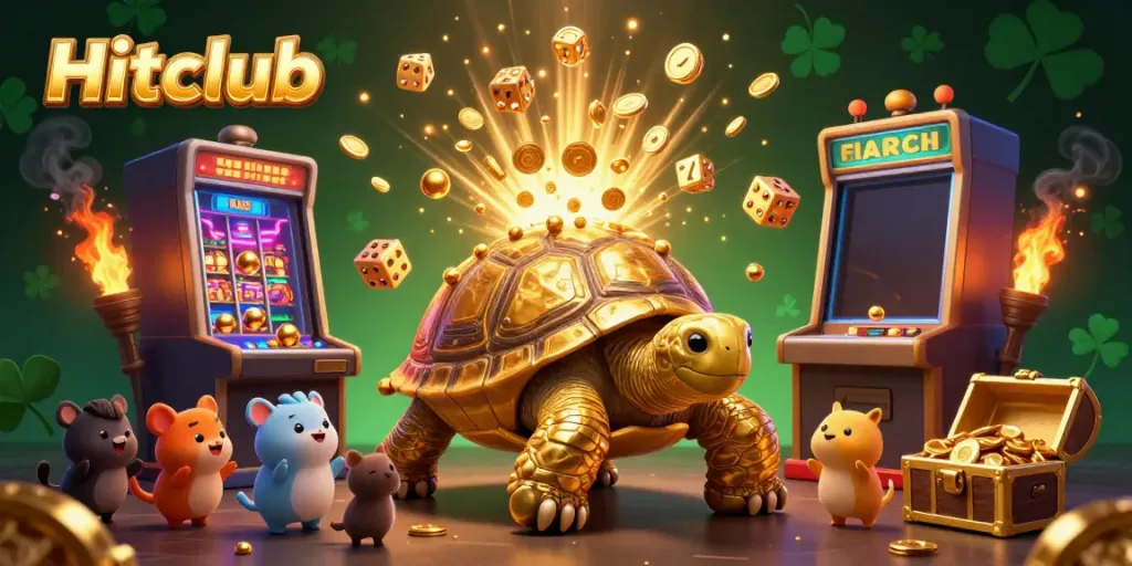 Hitclub promotion featuring an exciting slot jackpot themed scene with vibrant gaming elements.