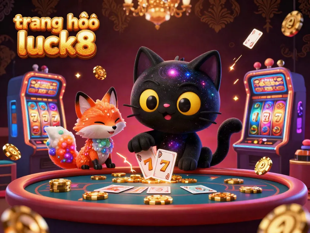 Experience the excitement of winning at the cosmic casino with trang chủ luck8, featuring playful characters and vibrant slot machines.