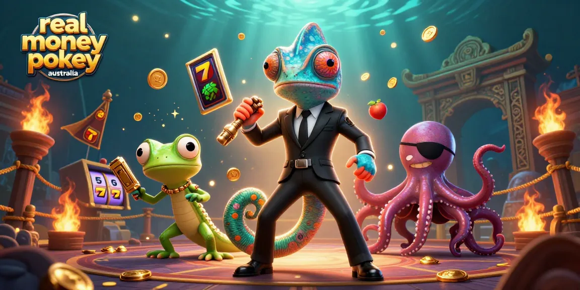 Exciting gameplay with real money online pokies Australia, featuring vibrant characters and jackpot symbols.