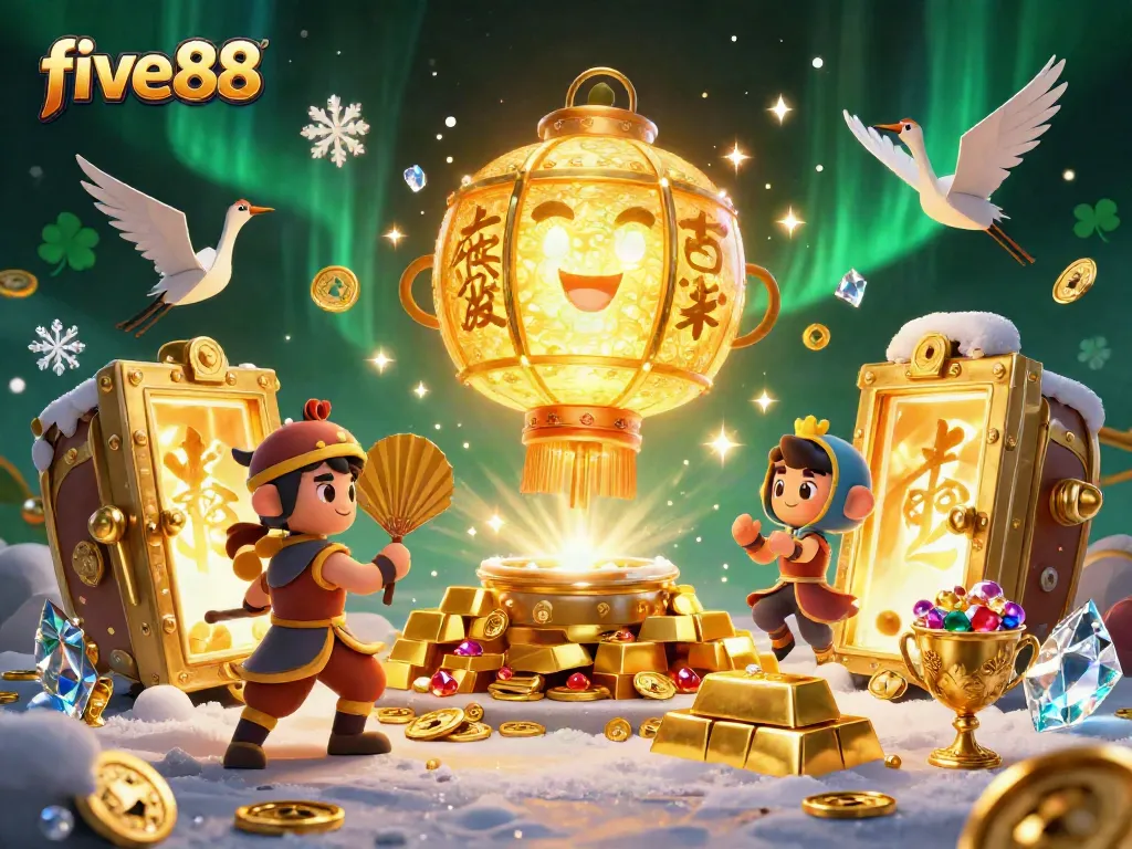 Experience five88's captivating casino world filled with golden treasures and vibrant gaming elements.