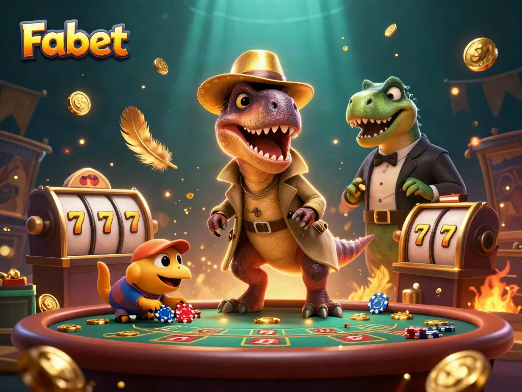 Engage in thrilling gameplay at Fabet's blackjack table featuring unique characters in a vibrant casino setting.