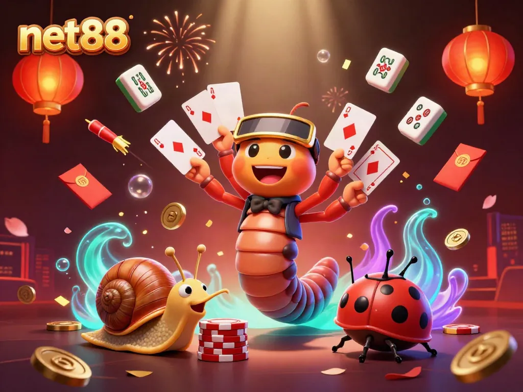Experience thrilling odds at net88 with a vibrant 3D casino illustration showcasing energetic gameplay.