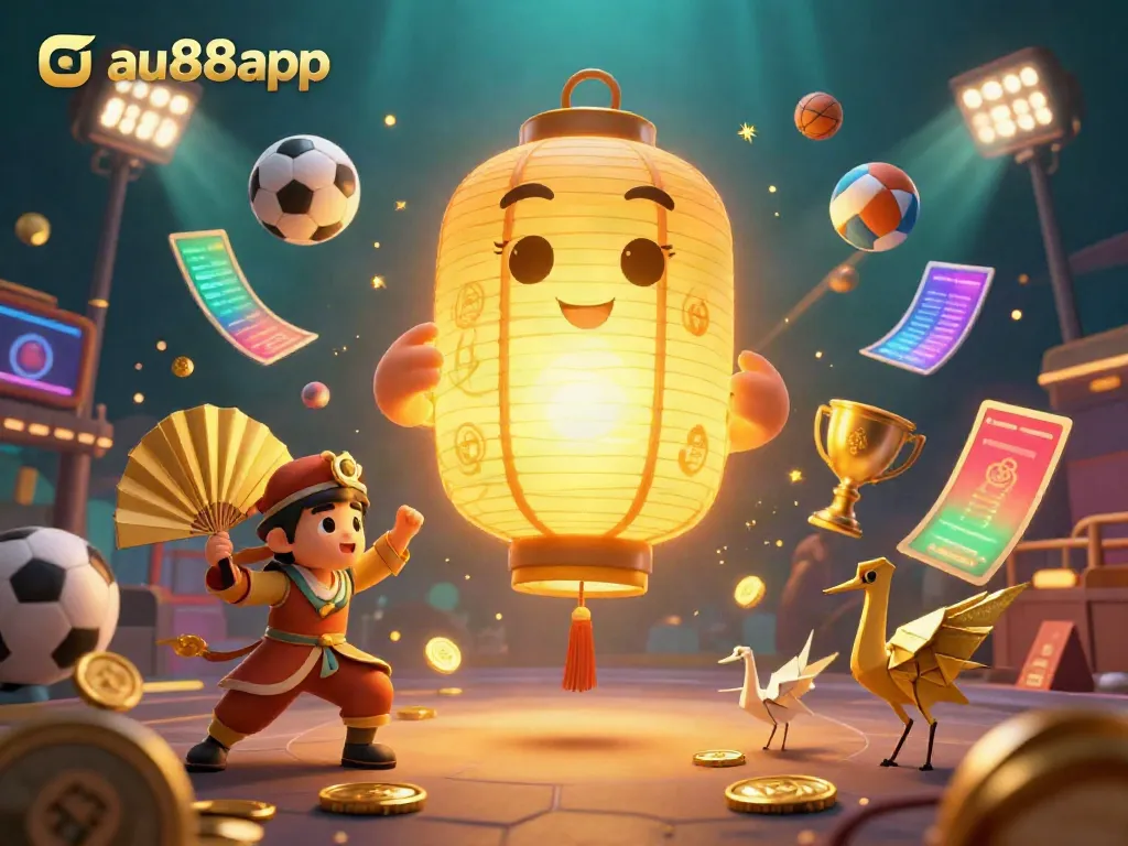 Experience thrilling gaming at au88app with a vibrant 3D casino scene showcasing unique characters and dynamic sports elements.