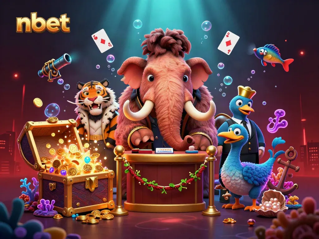Experience nbet’s vibrant casino scene with a bouncer, a VIP guest, and dynamic game elements.