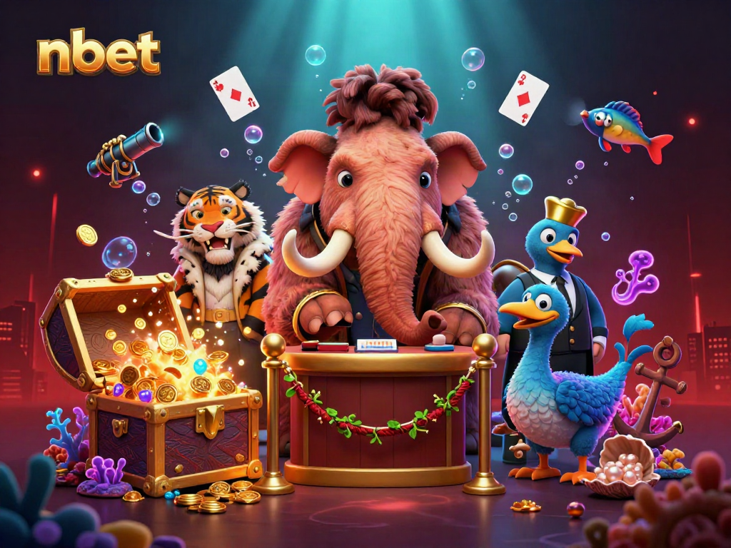 Experience nbet’s vibrant casino scene with a bouncer, a VIP guest, and dynamic game elements.