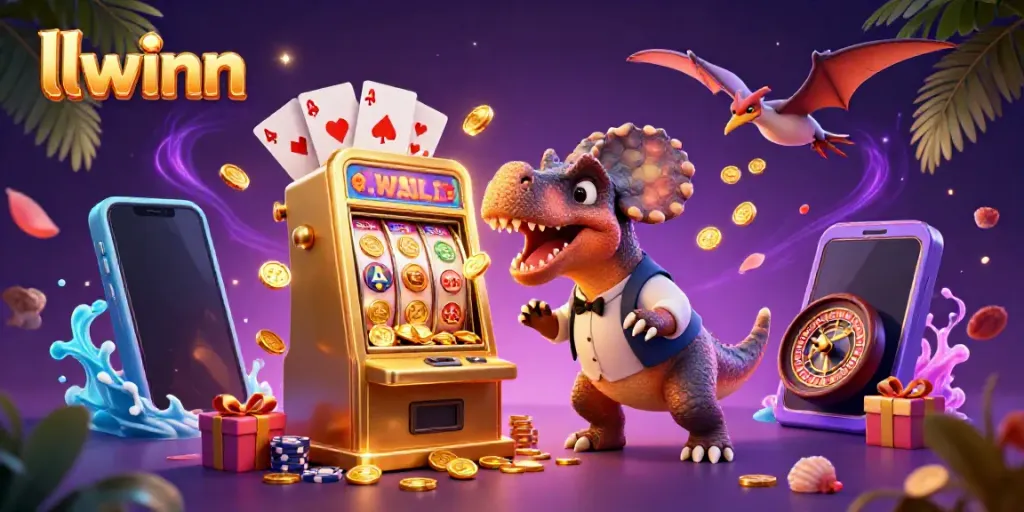 llwinn slot machine action with pachycephalosaurus and casino elements in vibrant 3D