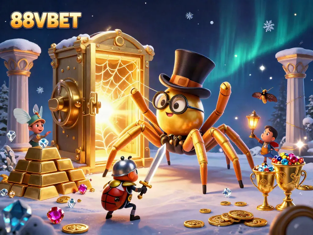 Experience the thrilling adventure at 88VBET with a golden tarantula weaving magic and treasure.
