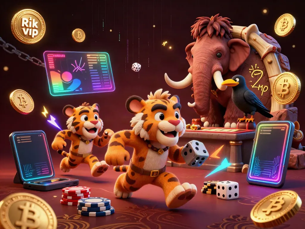 Experience winning gameplay with Rik vip, featuring a vibrant scene with characters running a prehistoric casino.