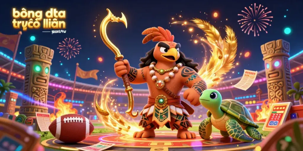 bóng đá trực tuyến xoilac tv showcases a vibrant sports betting scene with a Maui-style hawk and turtle in action.