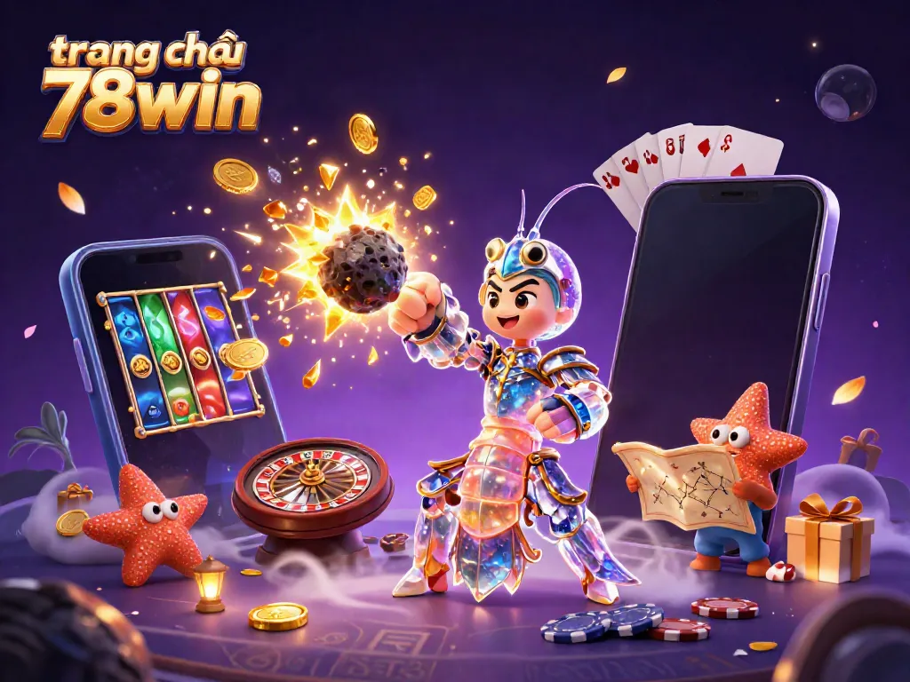 Engage with the thrilling environment of trang chủ 78win, featuring a galactic samurai mantis shrimp and a starfish in a colorful gaming scene.