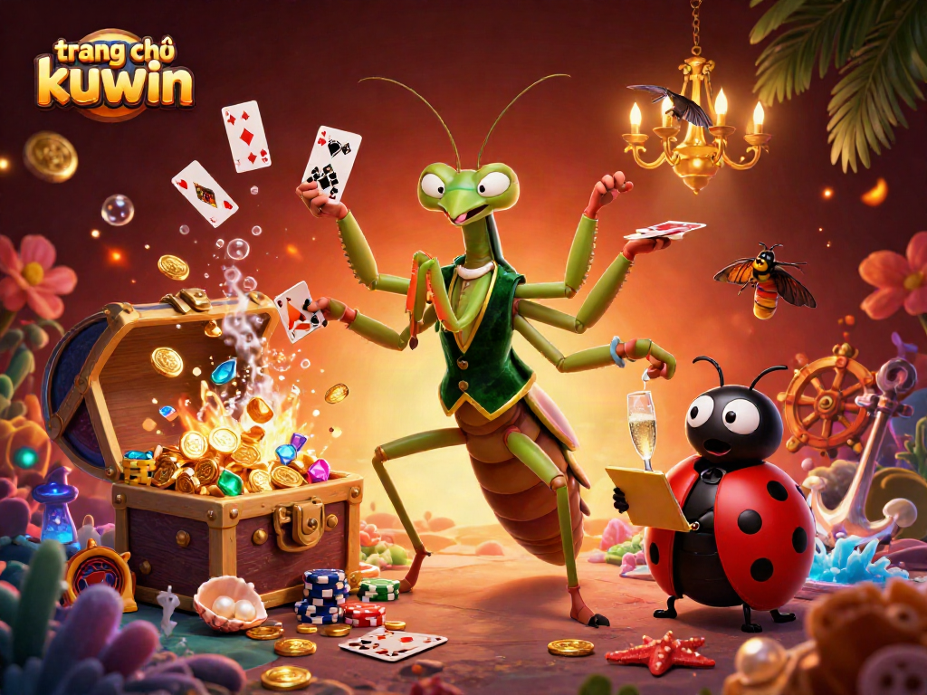 Experience the excitement of trang chủ kuwin with vibrant 3D illustrations of casino games.