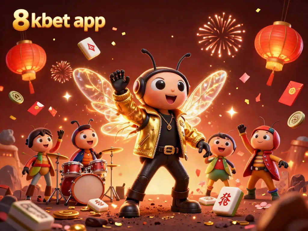 Experience excitement with the 8xbet app in this vibrant casino-themed illustration.