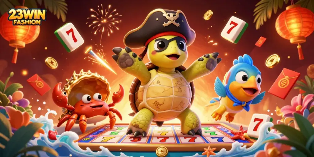 Engage with 23WIN FASHION and experience vibrant casino adventures featuring colorful slot reels and characters!