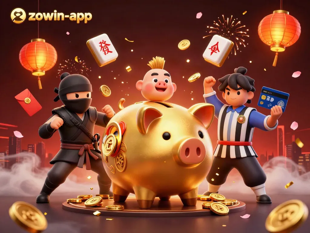 Win big with the zowin-app, showcasing a dynamic casino scene with vibrant elements and intense action.