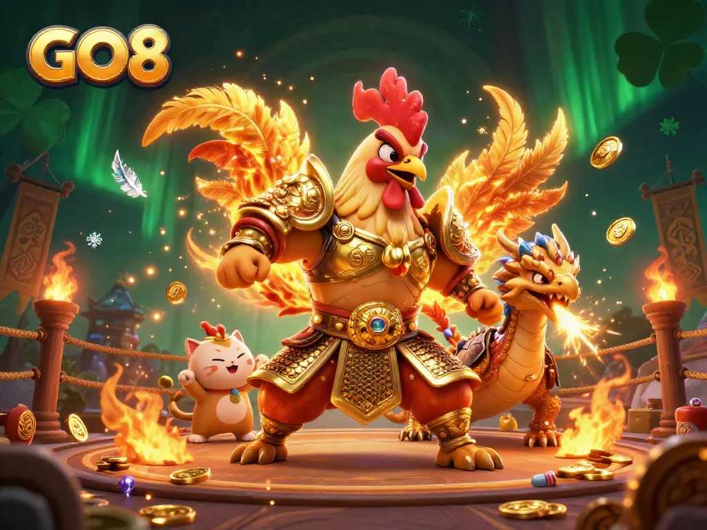 Experience the thrill of GO8 with dynamic characters, casino elements, and vibrant effects.