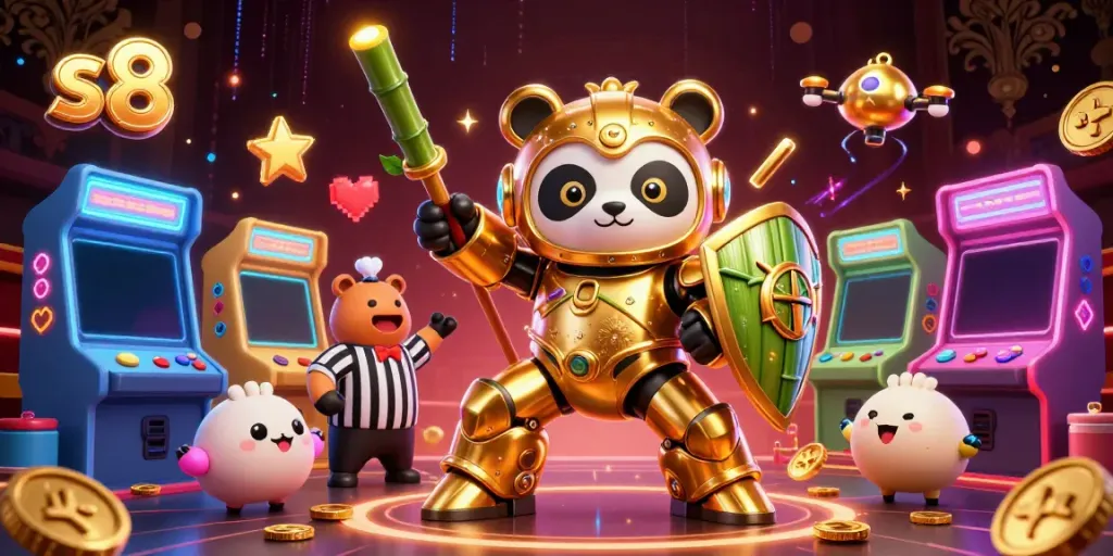Engage in exciting gameplay at S8's vibrant casino with dynamic 3D characters and elements.