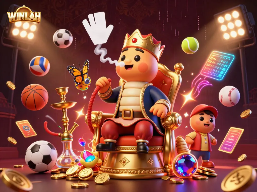 WINLAH features vibrant 3D characters in a Turkish-themed casino setting promoting games with excitement.