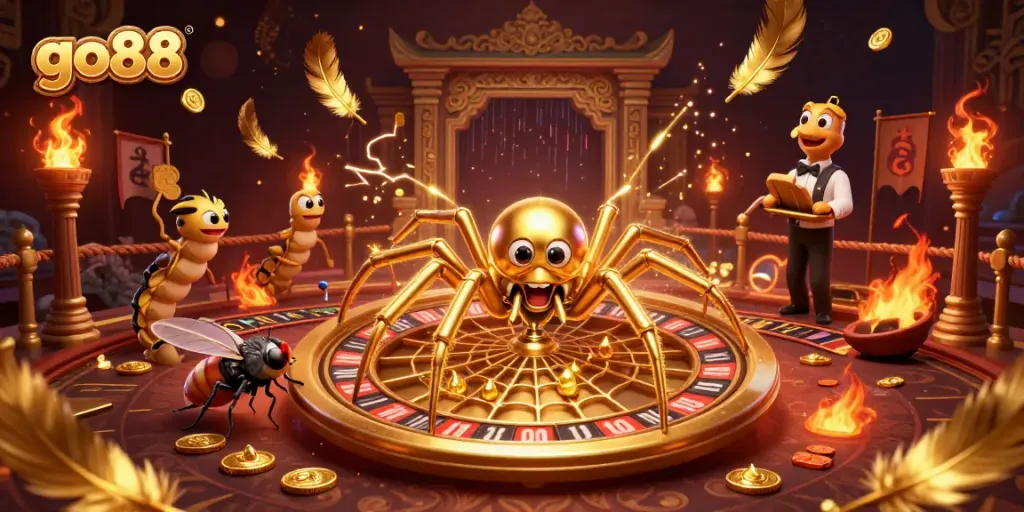 Experience thrilling gameplay at go88 with an engaging roulette wheel and vibrant casino elements.