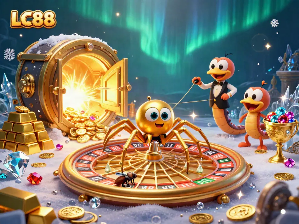 LC88 rewards thrilling spins with a golden spider and dynamic roulette wheel.