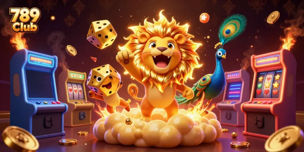 Experience the thrill of 789 Club with a dynamic casino-themed scene featuring vibrant characters and gaming elements.