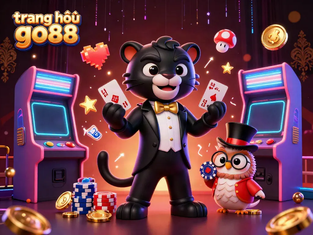 Experience the thrill of gaming with stylish characters at trang chủ go88 in a vibrant casino scene.